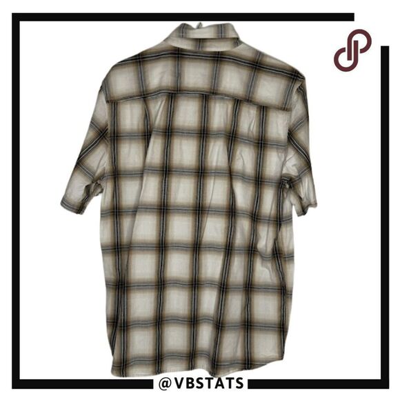 Carhartt Men's Chambray Loose Fit Plaid Button Down Shirt Brown Gray Size Medium - Picture 2 of 6